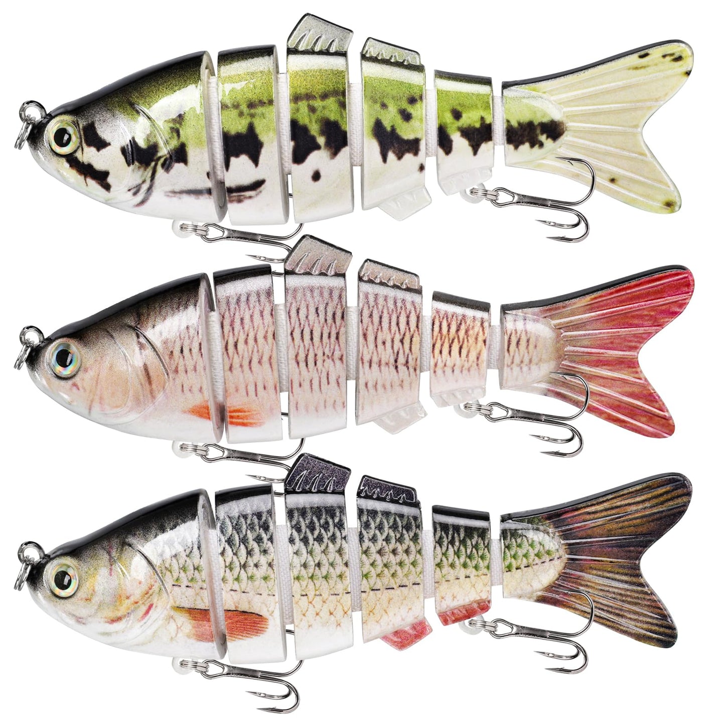 GOTOUR Fishing Lures for Freshwater or Saltwater Easy to Use for Family Fishing Beginner and Pros Most Lifelike Jointed Swimbait for Almost All Fishes，Slow Sinking Bass Pike Panfish Walleye Lures